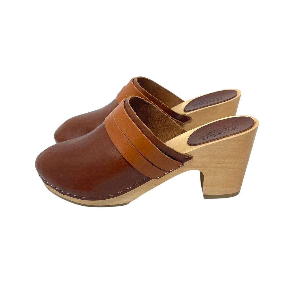 SESSUN Manou Clogs - Brown and Tan - Size 37/6